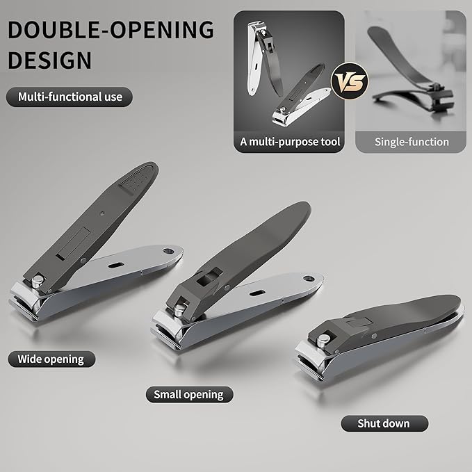 Heavy Duty Nail Clippers for Men Sharp Stainless Steel Fingernail and Toenail Cutter with Nail Catcher Precision Grooming Tool for Thick Nails Gift for Dad Husband Him
