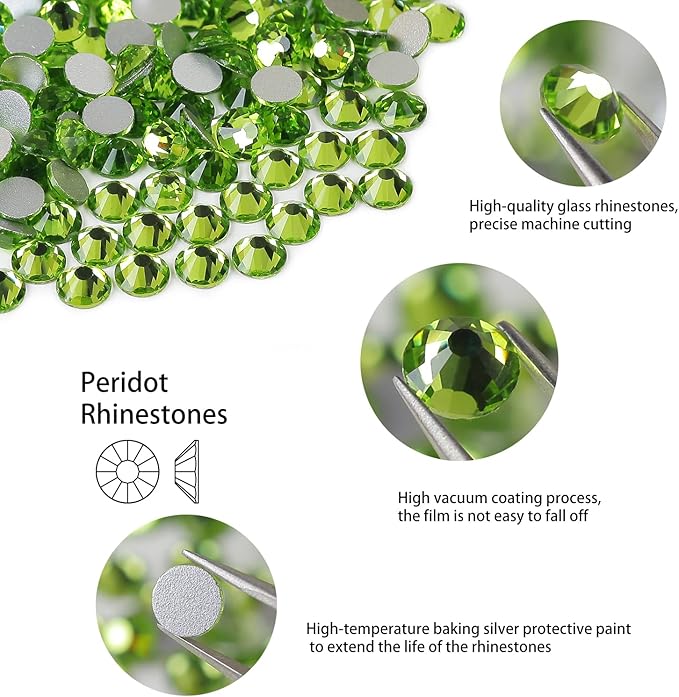 Genie Crystal ss16 Peridot Flatback Rhinestones 2880 Pcs Pack, 20 Gross 4mm Light Green Glass Rhinestone for Bling Tumbler, Shoes,Clothine, Costume, Glitter Decoration