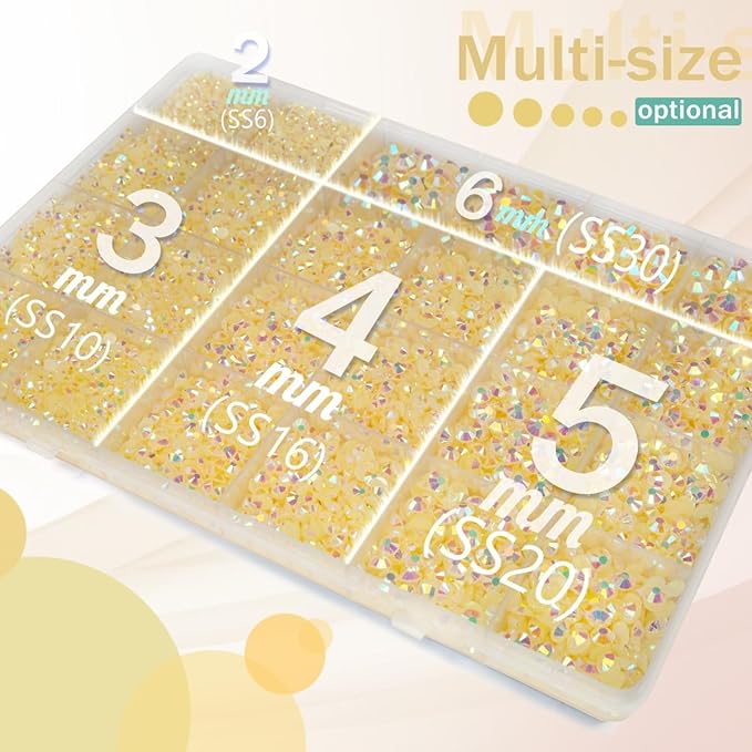 Light Champagne AB Resin Rhinestones w B7000 Jewelry Glue for Bedazzling Crafting 2mm-6mm Flatback Jelly Stones Diamonds Crystals Gems Charms for Nails Face Eyes Makeup Tumblers Bottles Crafts
