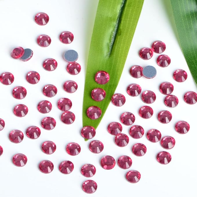 Bymitel Hotfix Crystal Rhinestones Round Gems Iron on DIY Jewelry Making Flat Back for Crafts,Rose, 4.8mm(SS20/1440pcs)