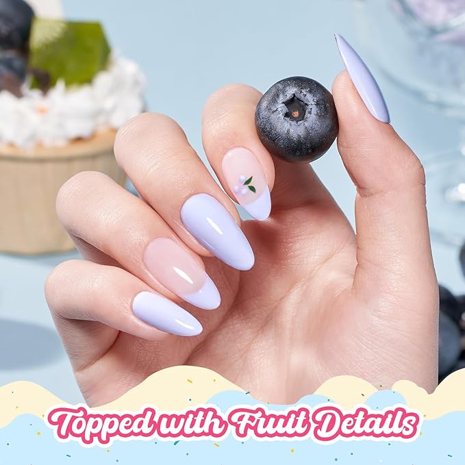 Beetles Blue Gel Nail Polish - Blueberry Smoothie Pastel Blue Gel Polish, Same Color Same Bottle, Soak Off UV LED Lamp Pastel Nails Art, Long-Lasting Manicure Salon DIY Home Spring Nails