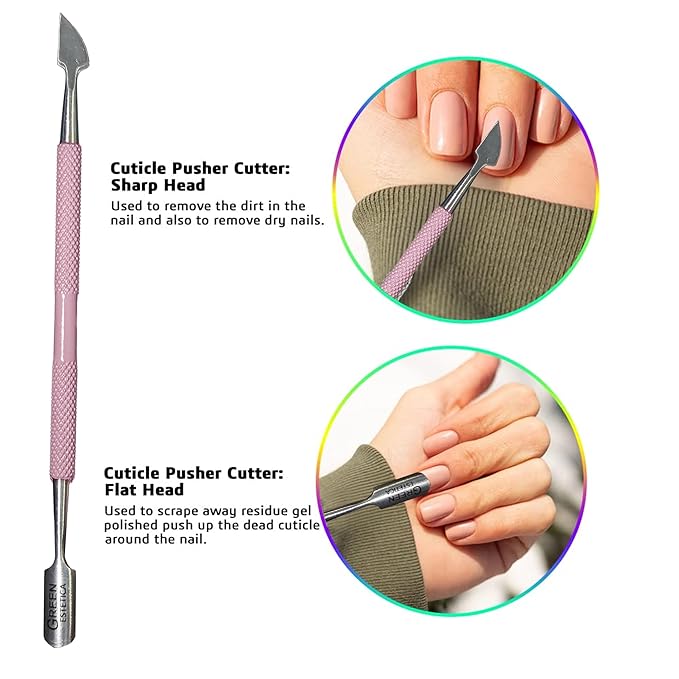 Professional Cuticle Trimmer with Cuticle Pusher Nail Cuticle Remover Nipper Silver Stainless Steel Sharp Blades Manicure Tools with Double Spring Nail Care Pedicure Nail Tools Home Spa (Rose)
