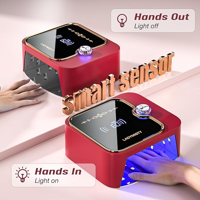 268W UV Nail Lamp Cordless, Rechargeable UV Light for Gel Nails with Convenient Knob & Full LCD Display Screen, Portable LED Nail Lamp, Professional Nail Dryer for Nail Salon & Home