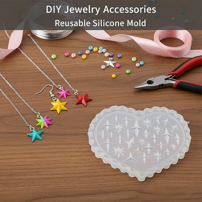 2 Pcs Star Silicone Nail Art Molds for Women Resin Nail Design