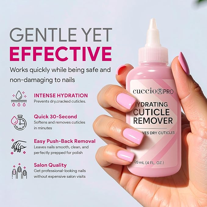 Cuccio Pro Hydrating Cuticle Remover 4 fl oz – Professional Fast-Acting Cuticle Softener & Remover for Dry, Rough Cuticles, Moisturizing Lanolin-Infused Formula for Healthy Nails
