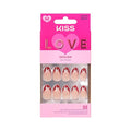 KISS LOVE Design Valentine's Day French Tip Press On Nails, Falling for Forever, Red, Medium, 32 Count