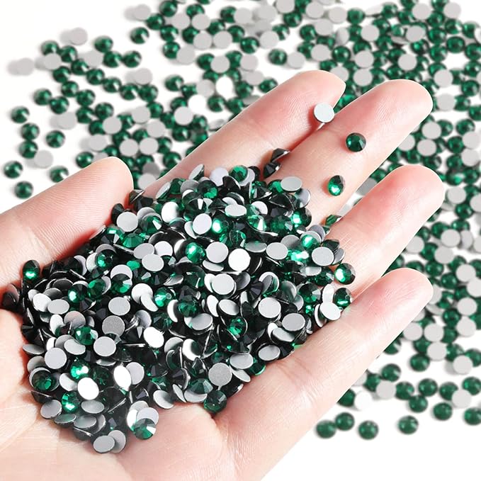 Beadsland Flatback Rhinestones Bulk,14400pcs Green Rhinestones for Nails Crafts Clothes DIY Decoration, Emerald, SS16, 3.8-4.0mm
