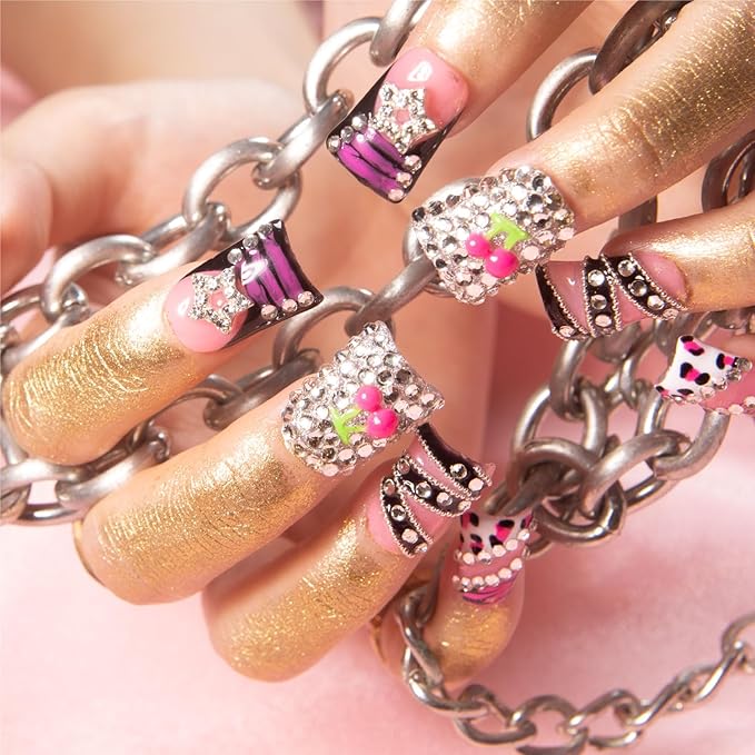 LOVFUL Press on Duck Nails Short | Handmade Acrylic French Tip Fake Nails Press ons | 3D Design Duck Short 0.8 in | H575-M