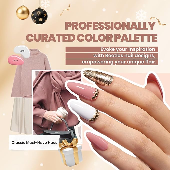 Beetles Spring Gel Polish Kit - Chic Outfits Collection 25 Colors Polish Set, Brown Purple Nude Red Black Color Gel Nails with 3Pcs Base Top Coat Soak off Uv Gel Manicure Kit Gift for Women