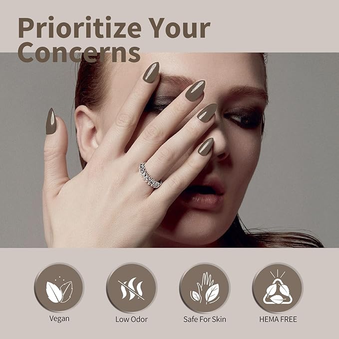 CANNI Brown Gel Nail Polish, 1Pcs Brown Gel Polish Color Nail Polish High Gloss Soak Off U V Nail Manicure Salon DIY at Home