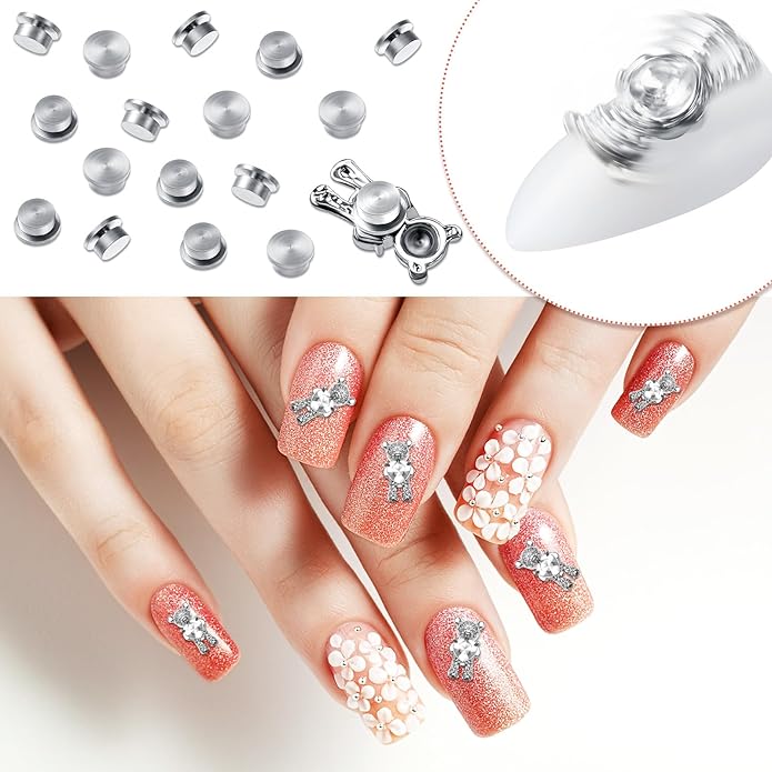 Leelosp 30 Pieces Spinning Nail Charms Nail Art Rotating Charm Bearing Art Tool Rings Jewelry Rotating Tools 3D for Women Girls Crafting Jewelry Accessories