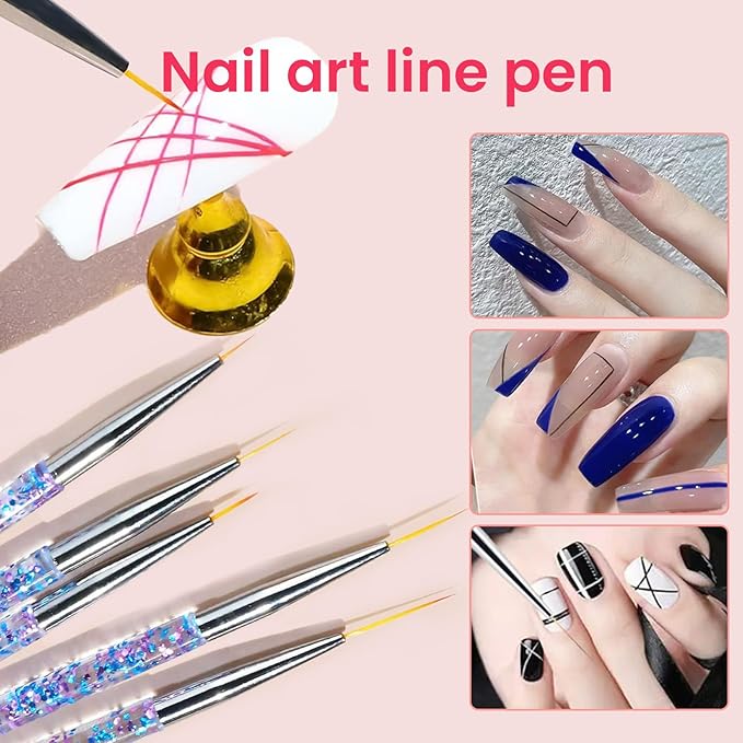 36 PCS Nail Art Brushes Set, Striping Brushes for Long Lines, Dotting Tools for Nail Supplies, Powder Brush for Gel Polish Design, Must Have Nail Tech for Salon Home