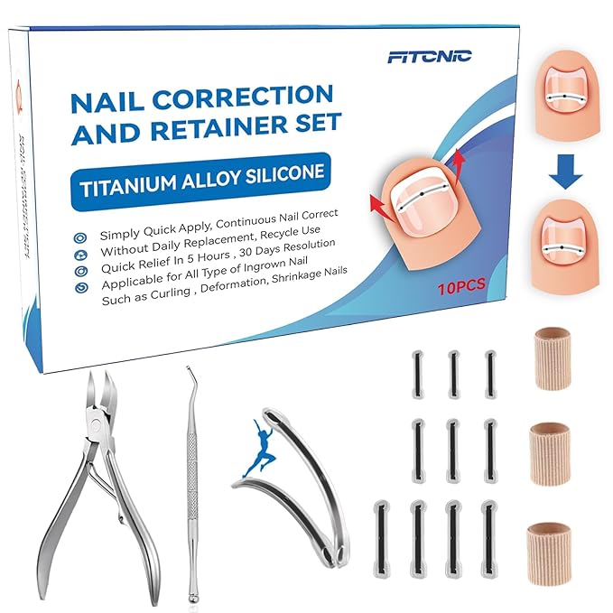 Titanium Ingrown Toenail Treatment,Ingrown Toenail Corrector for All Size Curve Correct, Nail Wraps & Nail Repair Products