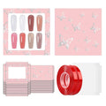 ANGNYA 72PCS Empty Press On Nail Packaging Box Contains 35PCS Butterfly Press On Nail Boxes, 35PCS White Display Cards, 2PCS Double Sided Tapes, Nail Tip Storage Case for Press-on Nail Business