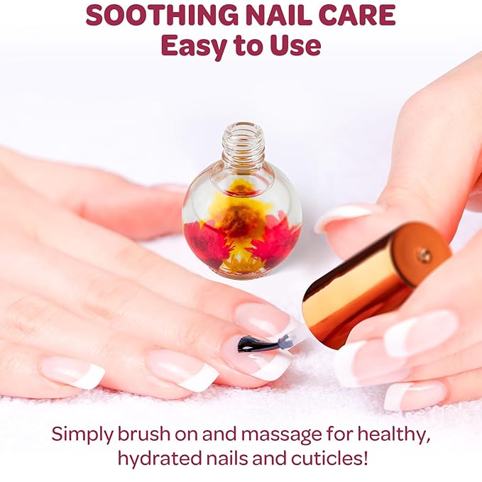 JIASHENG Cuticle Oil, Cherry Scented Cuticle Nail Oil Infused with Real Flowers, Hydrates, Moisturizes, Strengthens, Repairs, Revitalizing Cuticle Oils for Nails Damage Dry Cuticle, 15ml