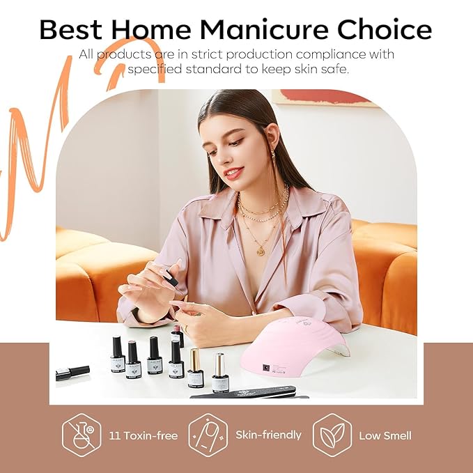 modelones 40 Pcs Gel Nail Polish Set, 36 Colors Winter Nude Brown White Burgundy Red Blue Black Glitter Gel Polish Kit with Base Coat& Matte Glitter Glossy Top Coat Salon DIY Manicure