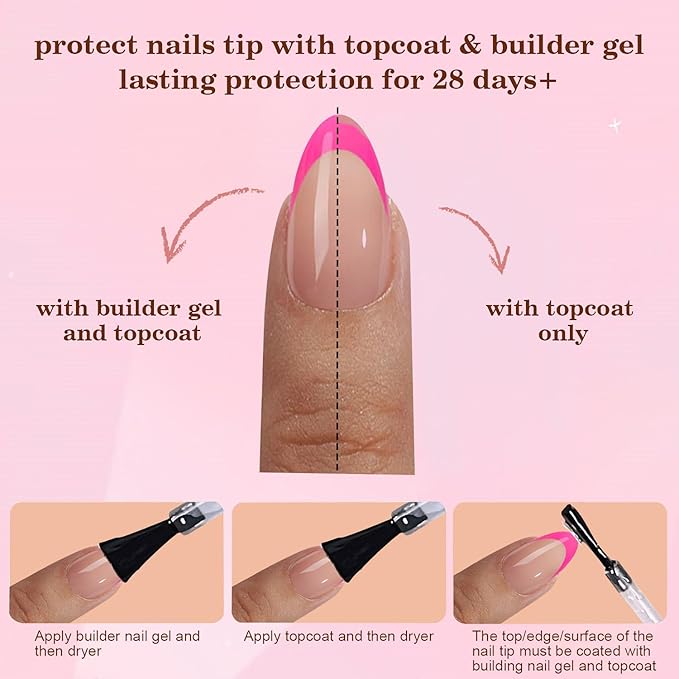 Almond Red French Tip Press on Nails, 150pcs Soft Short French Gel Nail Tips in 15Sizes, Pre-lasting Soak Off Acrylic Fake Nails, No Need to File False Nail Tips Extension for Women Nails
