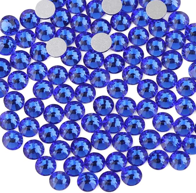 Beadsland 2880pcs Flat Back Crystal Rhinestones Round Gems for Nail Art and Craft Glue Fix,Sapphire,SS6,1.9-2.1mm
