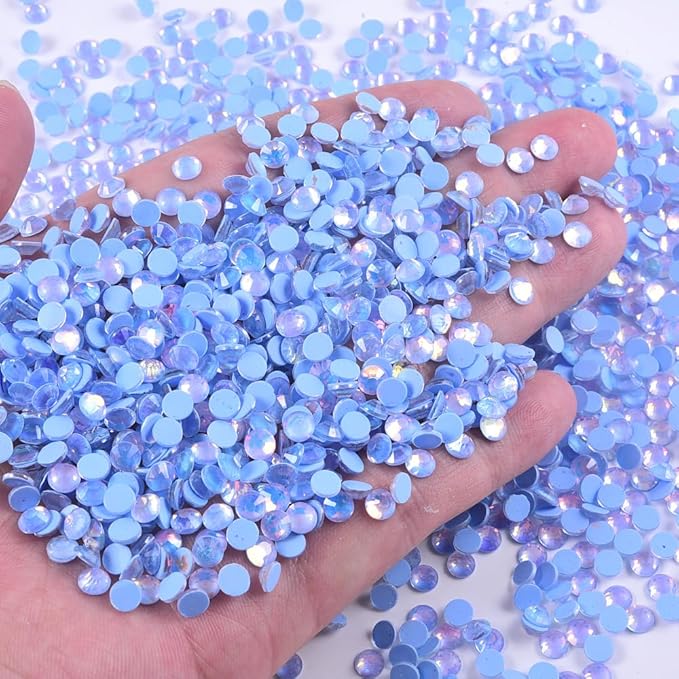 Blinginbox Flatback Rhinestones Round Gems, 288pcs Luminous Series Glass Stones Neon Gems Non Hotfix Crystal Rhinestones for Nail Charms Crafts Clothes Tumblers,Lt.Sapphire Luminous Opal,SS30.