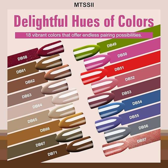 MTSSII Nude Brown Gel Nail Polish Set 18 Colors Gel Nail Set Red Blue Soak Off UV/LED Nail Polish Kit Nail Art Design Salon Home Gifts for Women