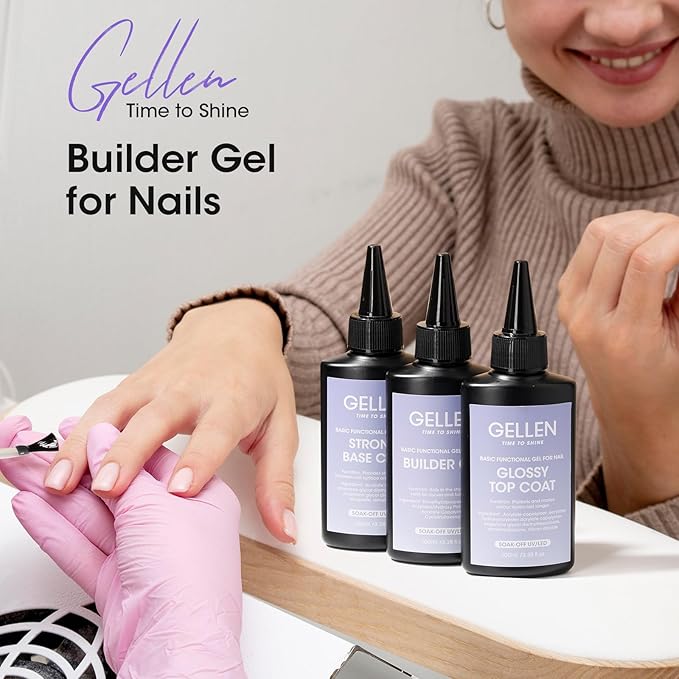 GELLEN 100ml Builder Gel for Nails Nude, Pink Strengthener Gel Color Hard Builder, Nail Apex Building Soak off Long Lasting U V Nail Gel