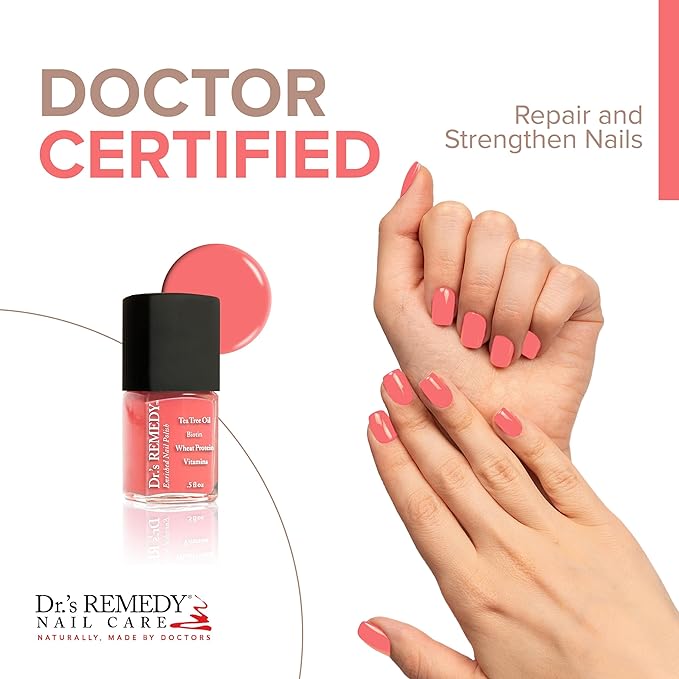 Dr’s Remedy Enriched Nail Polish: Non Toxic, All Natural, and Organic - Doctor Formulated: Strengthens, Restores, Heals, and Protects '24-Free' - GIDDY Grapefruit