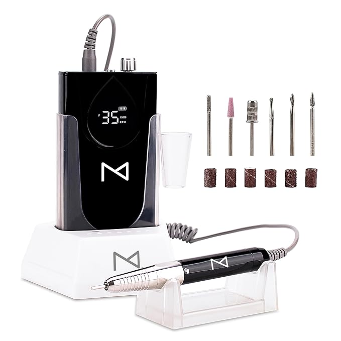 M - Max Brushless Motor Nail Drill Handpiece Only - 35K RPM | Machine Not Included | Compatible with M Brushless Nail Drill System (Handpiece - Black)