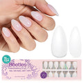 Beetles Press On Nails Short Almond - 4 in 1 Matte Milky White Soft Gel Nail Tips 224PCS Pre-Applied Tip Primer Nails Press ons 16 Sizes Glue on Nails-Perfect for Girls&Women