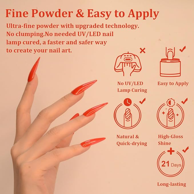 Dip Powder French Collection Nail Art Starter Manicure Salon DIY at Home, Odor-Free & Long-Lasting, Christmas Red Dip Powder, 28g