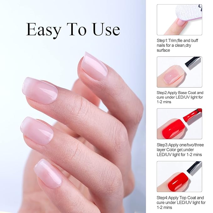 Imtiti Nude Gel Nail Polish, 1 Pcs Neutral Jelly Pink Translucent Color UV Light Cure Gel Polish for Nail Art DIY Manicure at Home Gel Nail Mani Gifts for Women Girls 0.5 fl oz