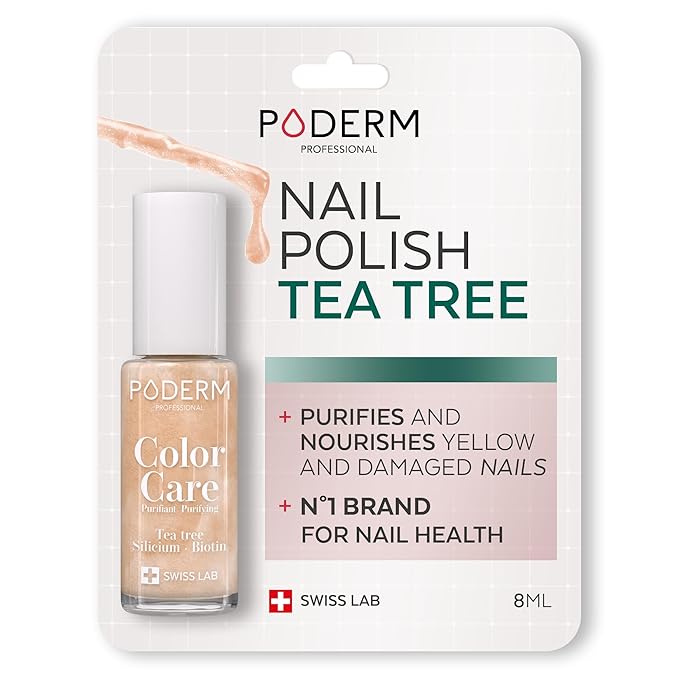 PODERM Nail Polish – Enriched with Tea Tree & Biotin – Improves Nail Appearance – Vegan Formula – For Hands & Feet – Swiss Made (Brilliant Gold)