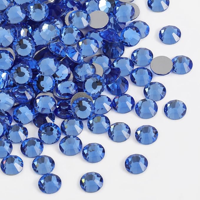 Beadsland Flat Back Crystal Rhinestones Round Gems for Nail Art and Craft Glue Fix, Light Blue, 3.8-4.0mm, SS16/1440pcs