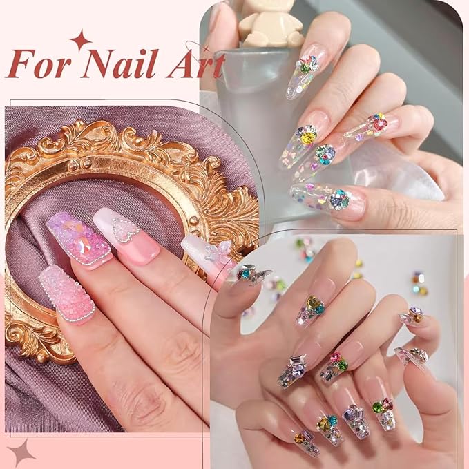 12000Pcs Nail Art Rhinestones Colorful Rhinestones Kit, 1.5mm Pointed Bottom Rhinestones Crystals Stones Diamonds Gems Bedazzler with Pickup Tools for Nails Face Eyes Makeup Crafts (24-K1-1.5mm)