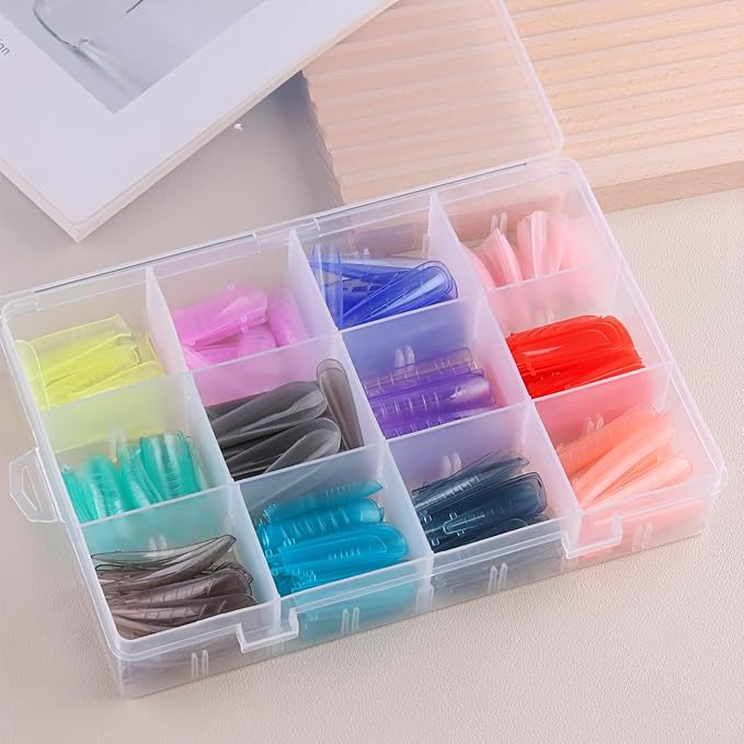 288Pcs Polygel Nail Form Kit 12 Color 12 Sizes Reusable Nail Extension Mold Dual Forms with 6Pcs Nail Clips, Dual-Head Brush Pen, Nail File & Cuticle Pusher for Beginners