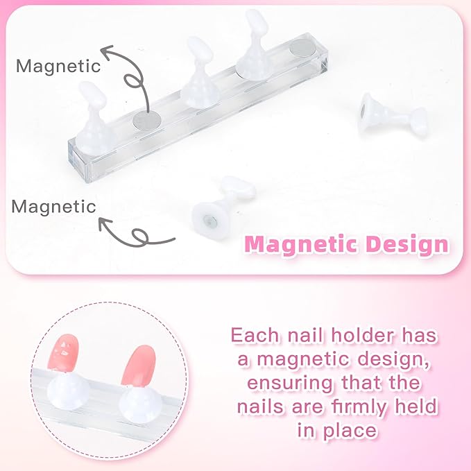 Nail Stand Nail Holder for Painting Nails 2 Sets Press on Nails Stand Display with 96 Pcs Reusable Adhesive Putty Clay Magnetic Acrylic Nailss Art Tools Accessories for Home DIY Salon Supplies White