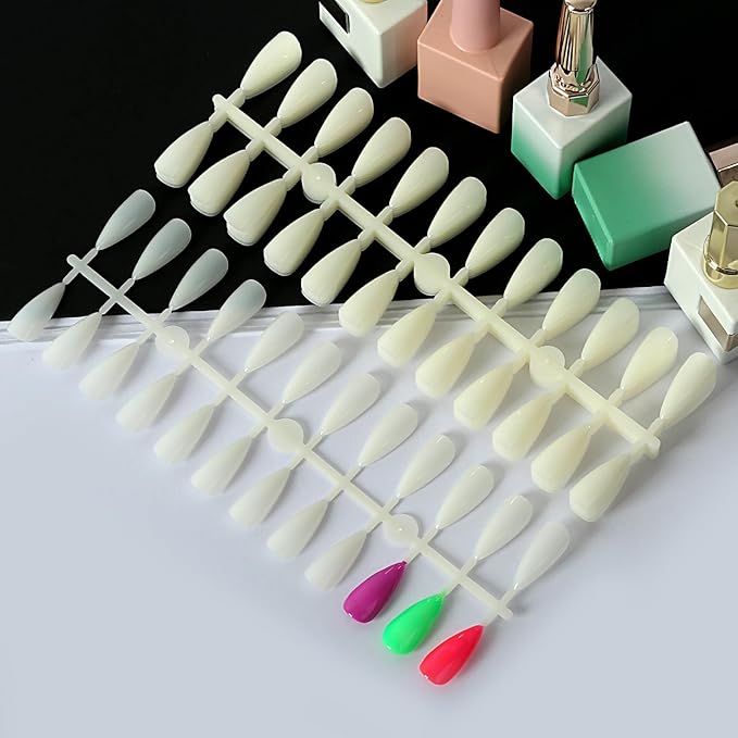 480PCS Nail Color Display Tips,Almond Shaped Premium Acrylic False Nail Tips for Gel & Regular Polish, Durable, Easy to Color – Perfect for Nail Practice & Professional Use(Nature)