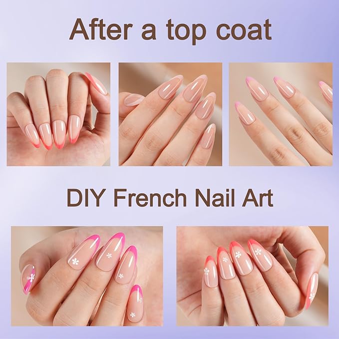 Misssix French Tip Press On Nails, 150Pcs French Gel Nail Tips, Medium Almond Soft Gel Fake Nails, X-BASIC Tips Starter Kit for Nail Art DIY 15 Sizes