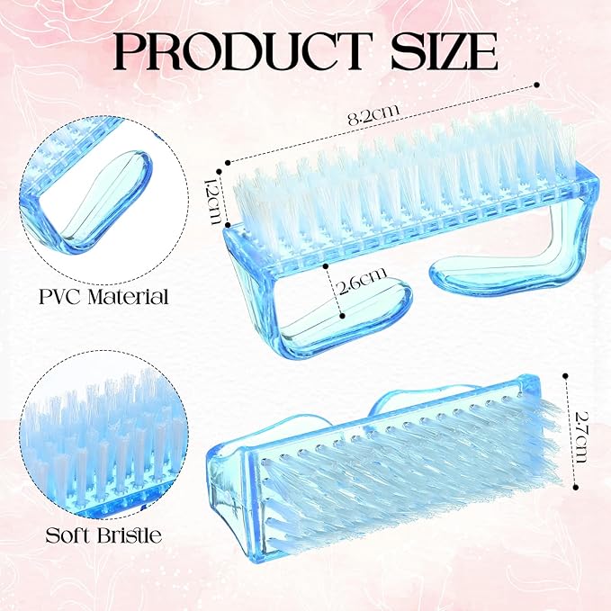 EBOOT 4 Pieces Handle Plastic Nail Brush Nail Hand Scrubbing Cleaning Brush(Blue,Clear)