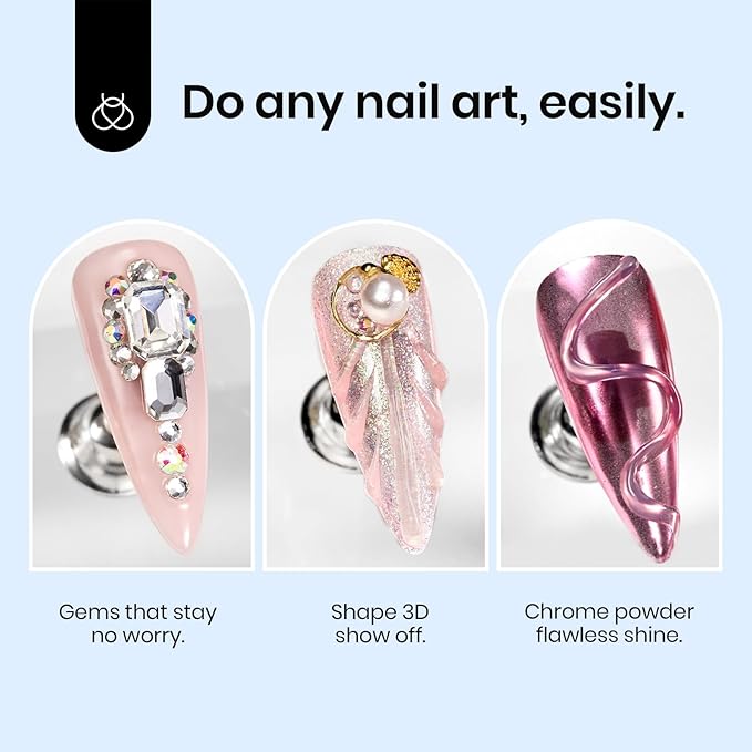 Beetles 3D Gel Nail Art Design, 3 in 1 Sculpting Gel Clear No Wipe Nail Polish Rhinestone Nail Art Glue for Nail Gems Diamond Jewelry Manicure