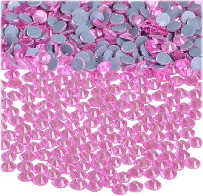 Bymitel Hotfix Crystal Rhinestones Round Gems Iron on DIY Jewelry Making Flat Back for Crafts,Lt. Rose, (SS10/2880pcs) 2.8mm