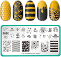 Maniology Bee Nail Stamping Plate | Sweet Honeybee & Beehive Designs for Cute Nature-Inspired DIY Manicures – Reusable, Rectangular Stainless Steel Nail Art Template