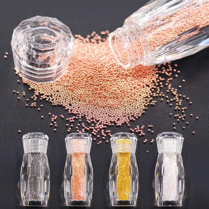 1.0MM Metallic Caviar Nail Beads The Shape Of Round For Nail Art Decoration 3D Metal Nail Ball Set Of 4