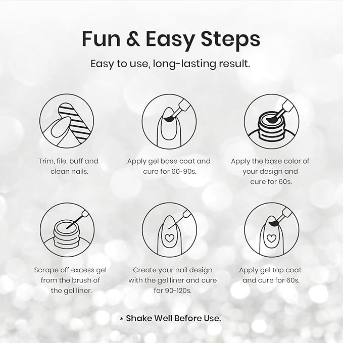 beetles Gel Polish Silver Glitter Gel Polish 1pcs 7ml Reflective Silver Glitter Liner Gel Polish for Gel Art Paint Sparkly Shiny Gel Nail Polish Liner for Women