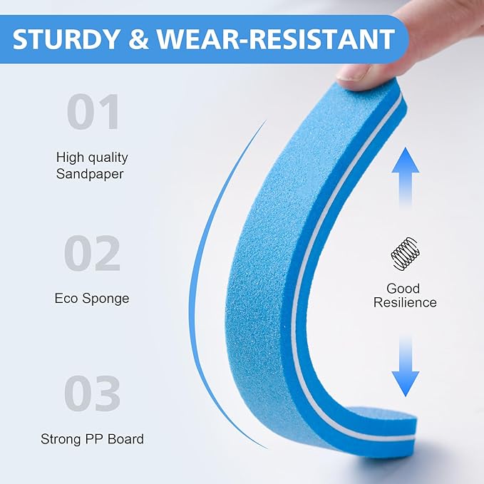BALUCA 10-Pack Professional Nail Files & Buffers for Acrylic & Natural Nails | Double-Sided 100/180 Grit Emery Boards | Reusable Salon-Grade Nail Filer & Shine Kit for Women & Pets (Blue)