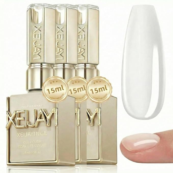 Xeijayi Clear Builder Gel for Nails 15ml – Soak-Off UV/LED – Strengthening “Builder in a Bottle” – Nail Extension & Overlay – Self-Leveling, Quick Cure, Chip-Resistant, Professional Gel (3, 15 ml)