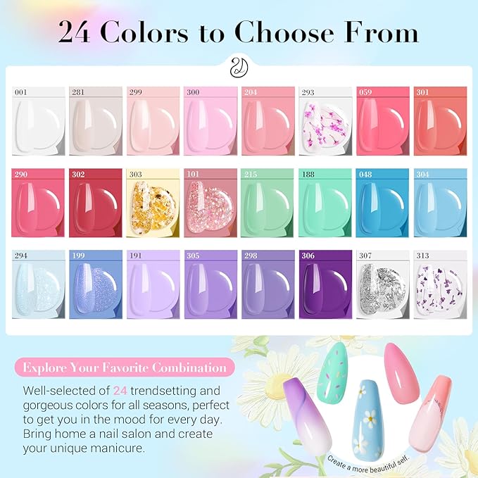 AZUREBEAUTY Dip Powder Nail Kit with Electric Nail Drill 24 Colors Spring Summer Macarons Purple Pink Nail Starter Kit with Dip Liquids Base Top Coat Activator Portable French Art Essential Easter Set