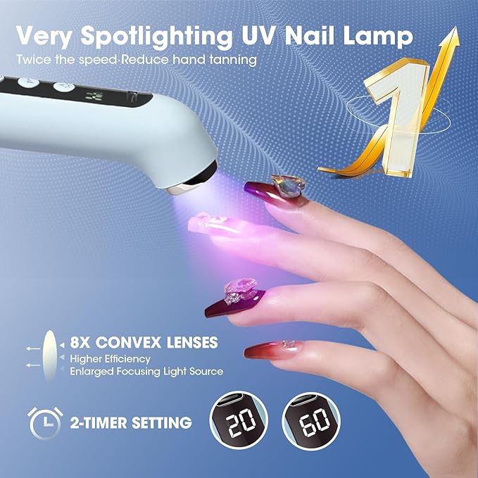 Nail Drill Cordless with Nail Lamp 2-in-1 Electric Nails Drill Kit, Electric E Filer for Nails Nail Drill Wireless Nail File Drill Rechargeable with Small Light for Acrylic Gel Nails