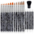 TOROKOM 19Pcs Acrylic Nail Brush Set, Nail Brushes for Nail Art Pen Nail Art Tools for Acrylic Application incl 7Pcs Gel Nail Polish Brush,6Pcs Nail Design Brush,5Pcs Dotting Pen,1Pc Nail Dust Brush