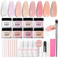 AZUREBEAUTY Dip Powder Nail Kit, Jelly Translucent Milky White Sheer Pink Nude Neutral Clear 8 Colors, Dipping Powder Liquid Set Added Matte Top Coat with Nail Sticks French Nail Art Manicure Salon