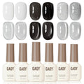 GAOY Black and White Gel Polish Set, Sliver Cat Eye, Opal White, Jelly Black Glitter Reflective Gel, Magnetic Holographic DIY Nail Art
